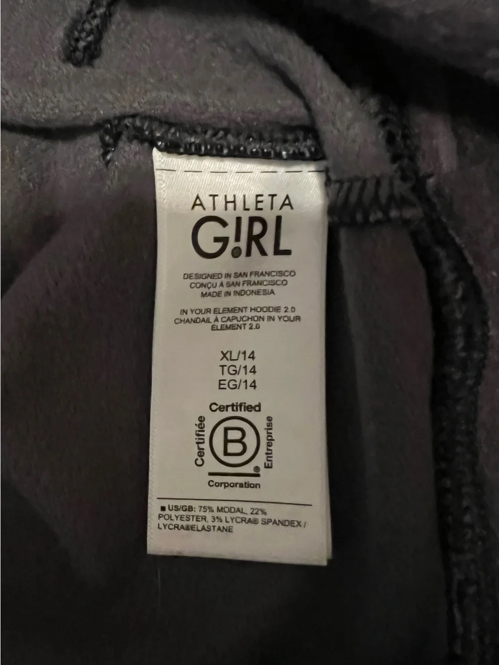 Athleta Girl In Your Element Black & Gray Camo Hoodie